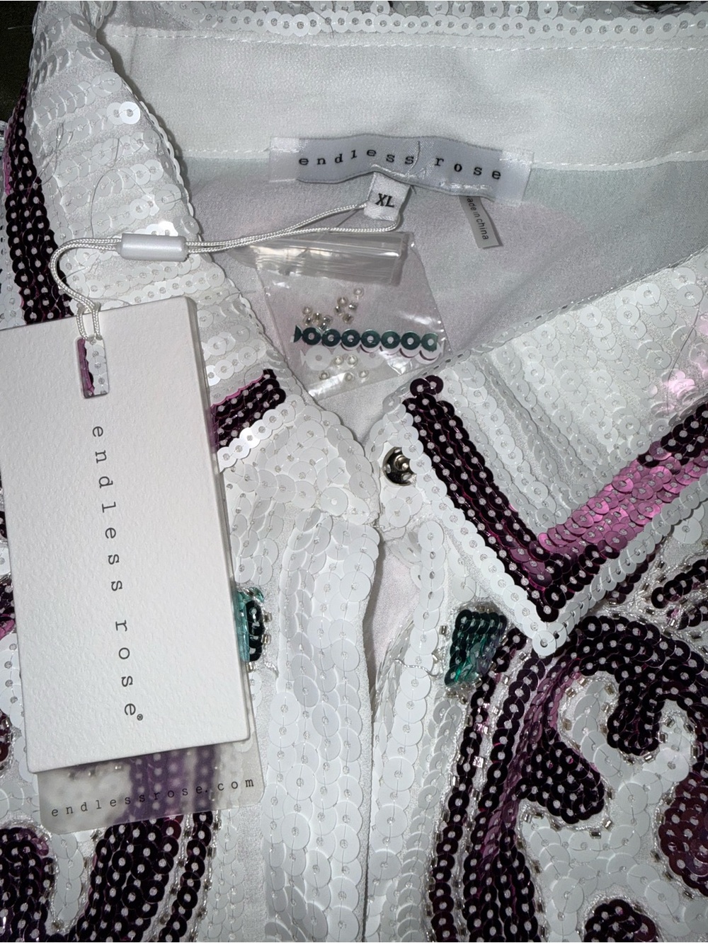 NWT ✨ Endless Rose By Antropologie White Sequins - Picture 3 of 6